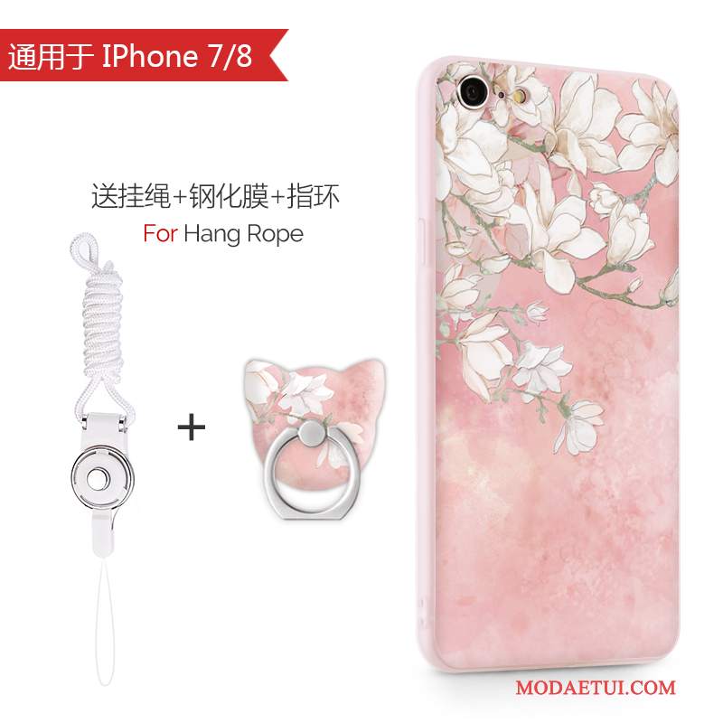 Futerał iPhone 8 Miękki Na Telefon Różowe, Etui iPhone 8 Silikonowe Wiszące Ozdoby Anti-fall