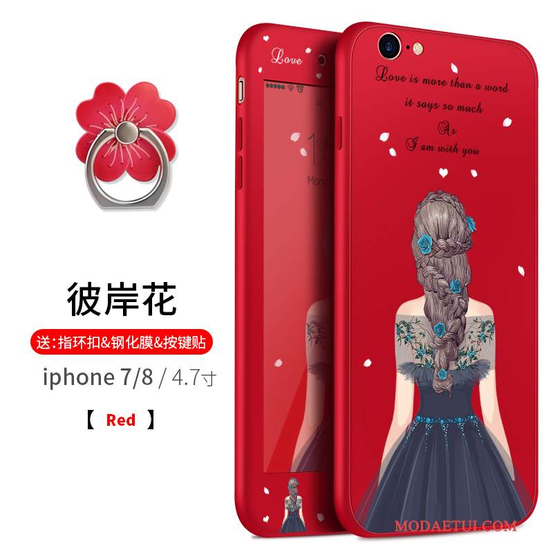 Futerał iPhone 8 Plus Kreatywne Czerwony Anti-fall, Etui iPhone 8 Plus Silikonowe Wiszące Ozdobyna Telefon