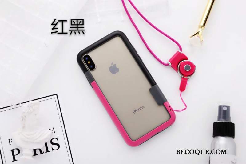 Futerał iPhone Xs Miękki Granica Anti-fall, Etui iPhone Xs Silikonowe Różowe