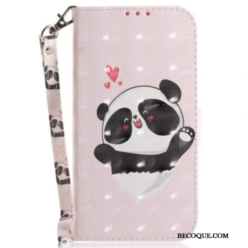 Etui Folio do OnePlus 10 Pro 5G z Łańcuch Mała Panda Z Paskiem