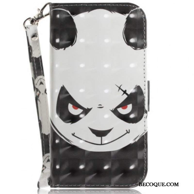 Etui Folio do OnePlus 10 Pro 5G z Łańcuch Wściekła Panda Ze Smyczą