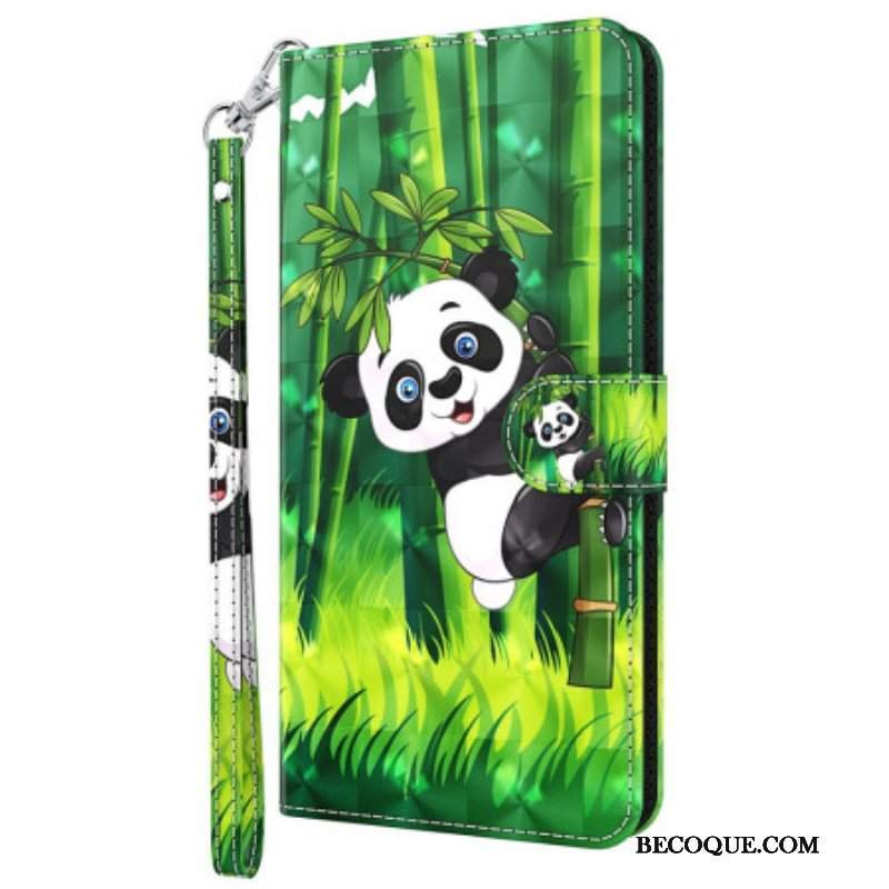 Etui Folio do Oppo A94 5G Panda Ze Smyczą
