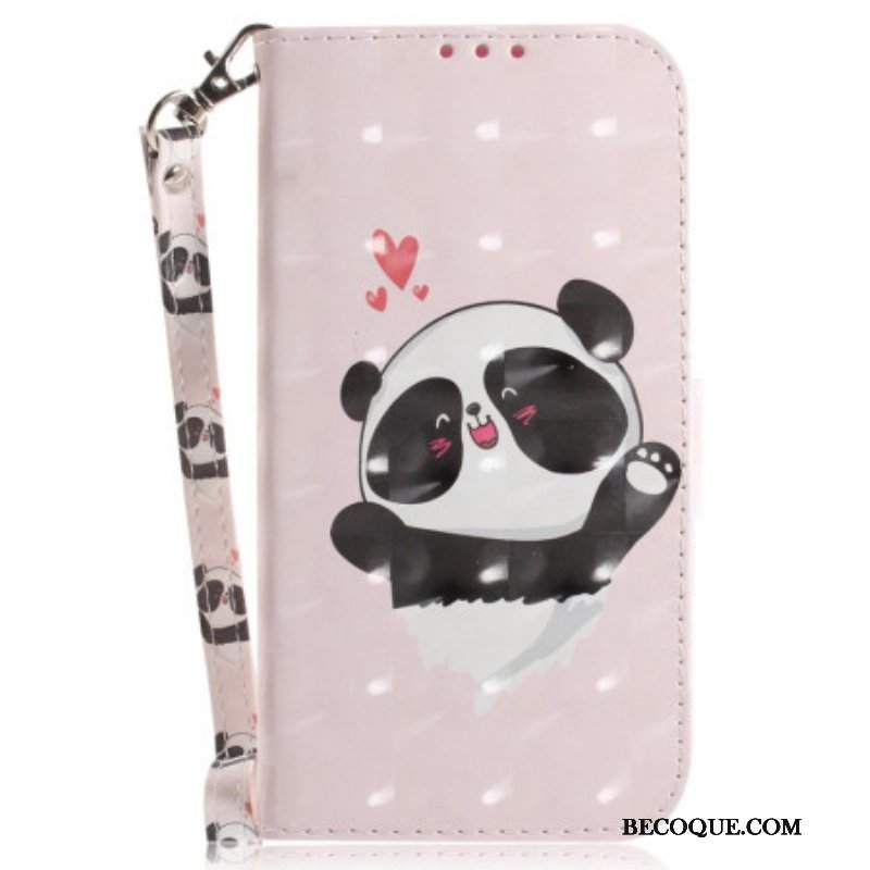 Etui Folio do Poco X4 Pro 5G z Łańcuch Mała Panda Z Paskiem