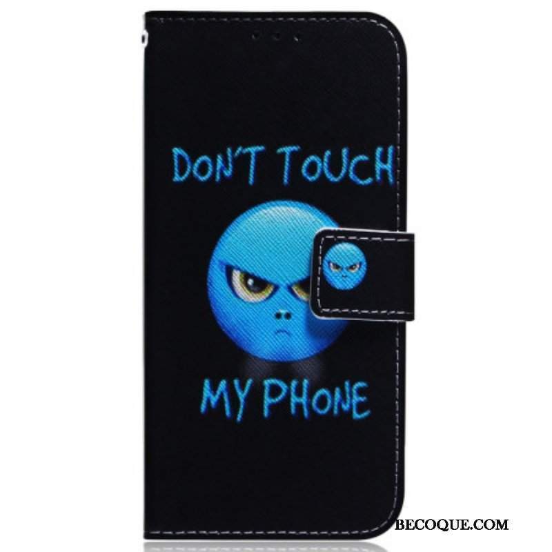 Etui Folio do Samsung Galaxy A54 5G Emoji Nie Dotykaj Mojego Telefonu