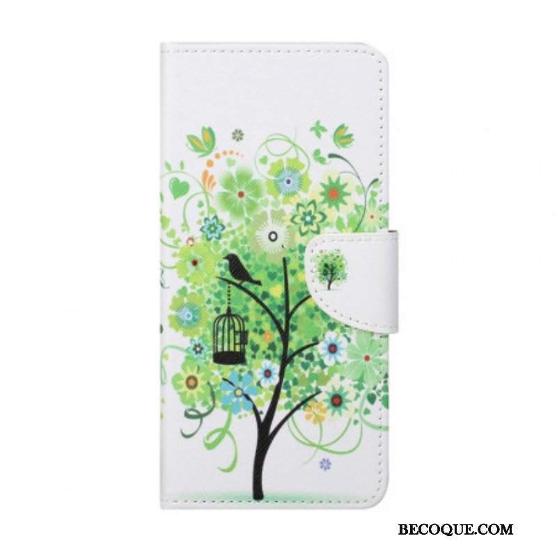 Etui Folio do Samsung Galaxy M23 5G Drzewo Z Zielonymi Liśćmi