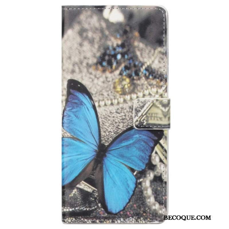 Etui Folio do Samsung Galaxy S23 5G Niebieski Motyl