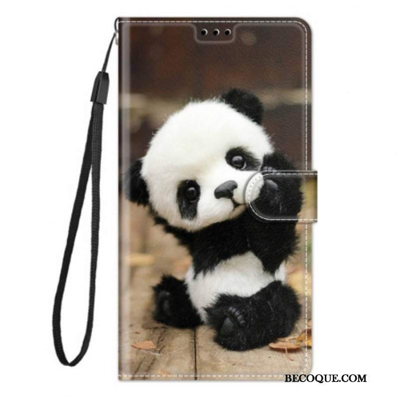 Etui Folio do Xiaomi Redmi Note 10 Pro z Łańcuch Mała Panda Z Paskiem