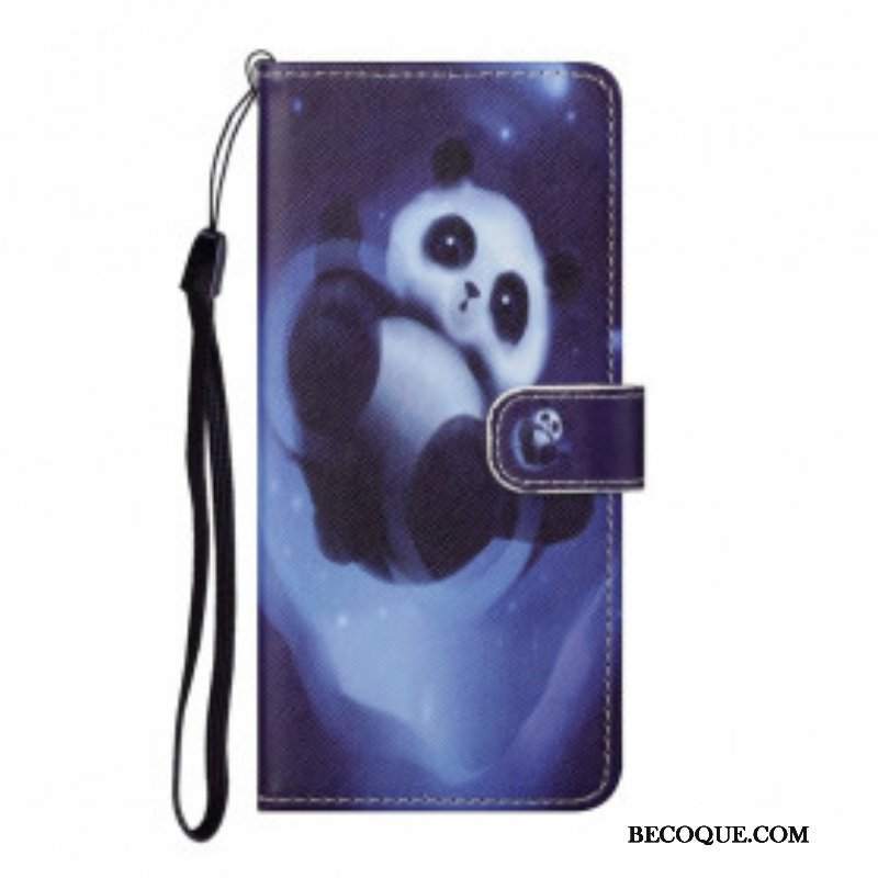 Etui Folio do Xiaomi Redmi Note 10 Pro z Łańcuch Panda Space Ze Smyczą