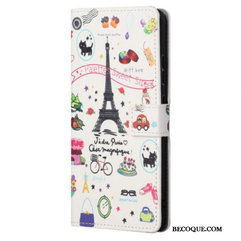 Etui Folio do Xiaomi Redmi Note 11 / 11S Kocham Paryż