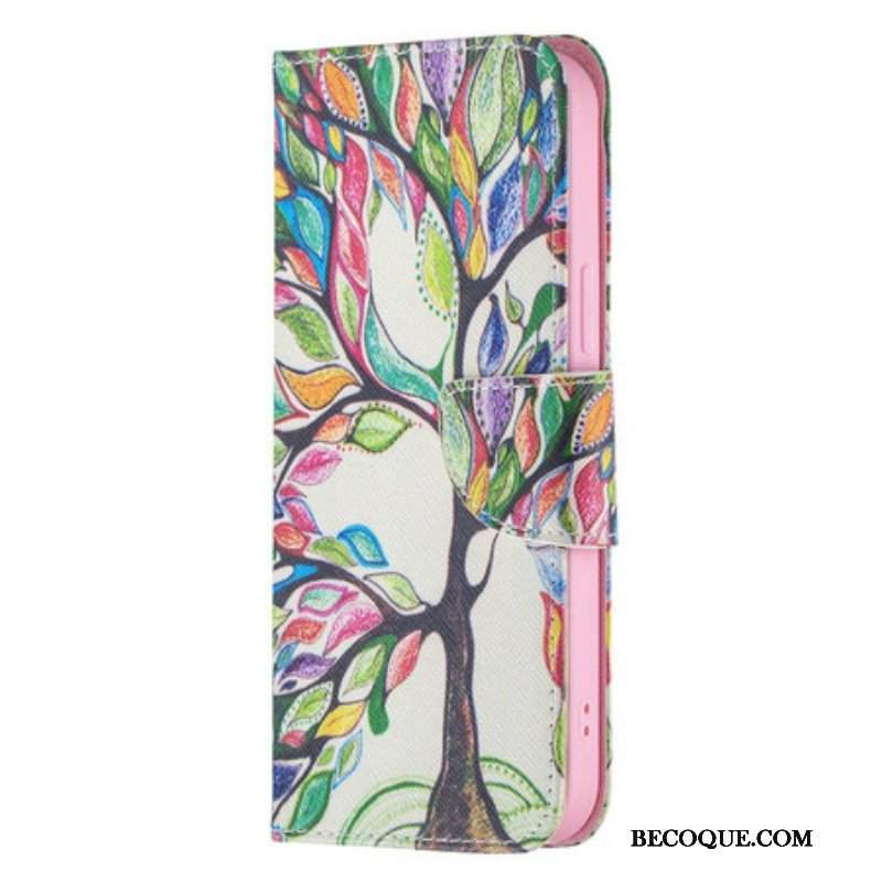 Etui Folio do iPhone 13 Pro Max Kolorowe Drzewo