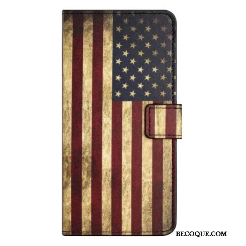 Etui Folio do iPhone 14 Pro Vintage Flaga Amerykańska