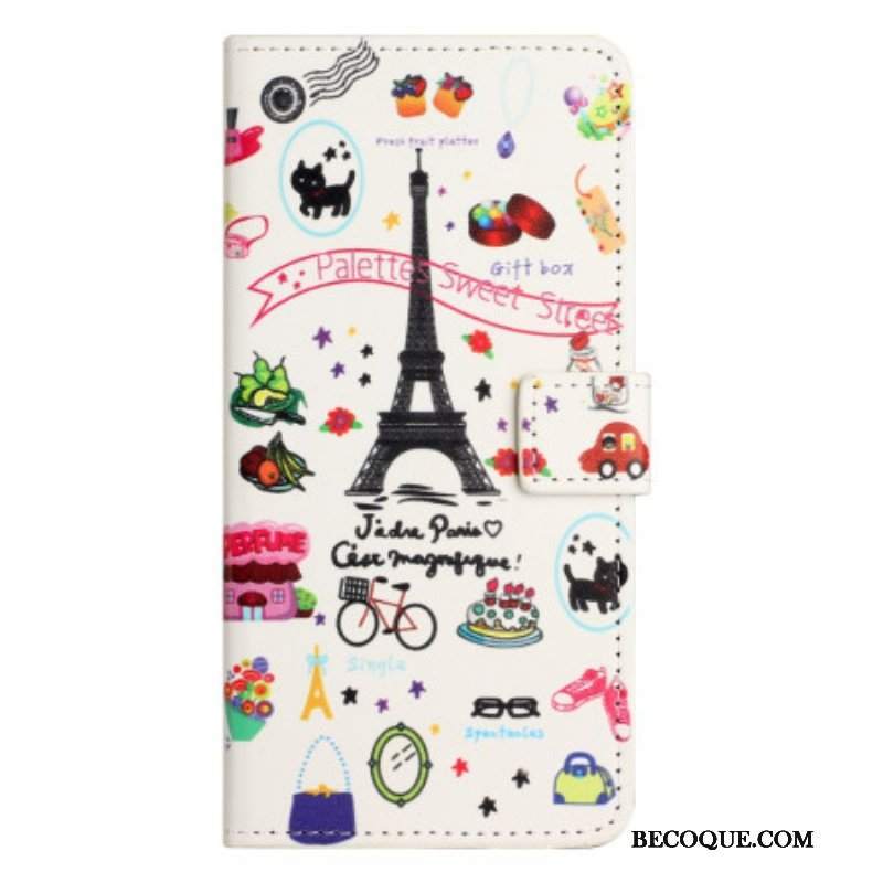 Etui Folio do iPhone 15 Słodki Paryż