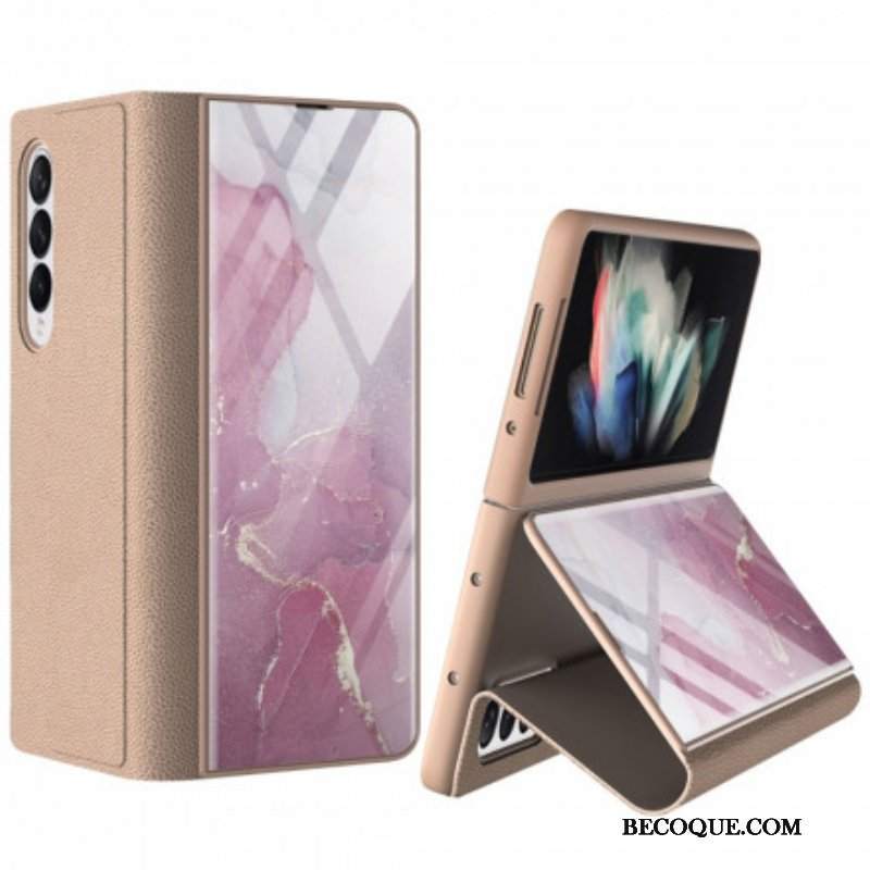Etui Na Telefon do Samsung Galaxy Z Fold 3 5G Etui Folio Marmurowe Szkło Hartowane Gkk