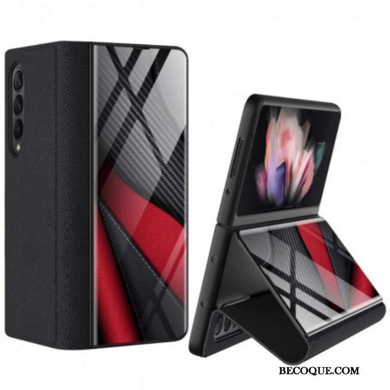 Etui Na Telefon do Samsung Galaxy Z Fold 3 5G Etui Folio Szkło Hartowane Gkk Carbon