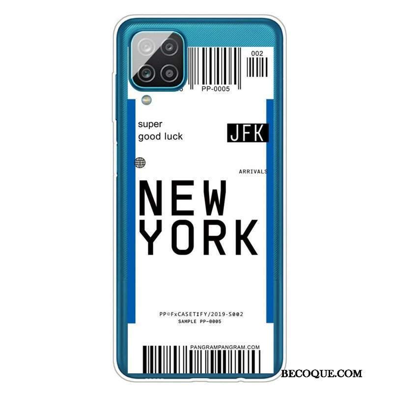 Etui do Samsung Galaxy M12 / A12 Karta Pokładowa Do Nowego Jorku