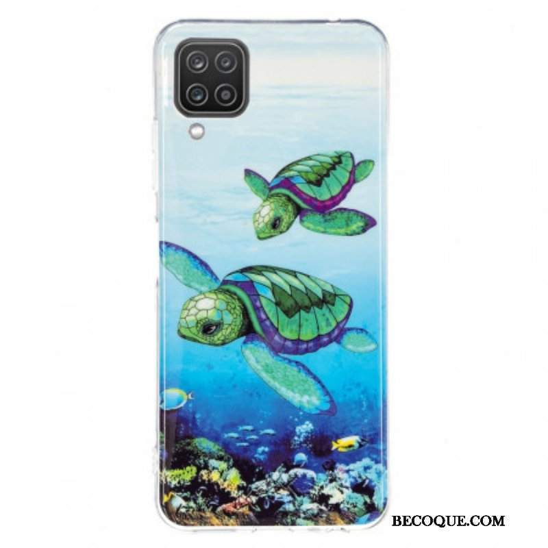 Etui do Samsung Galaxy M12 / A12 Żółwie Fluorescencyjne