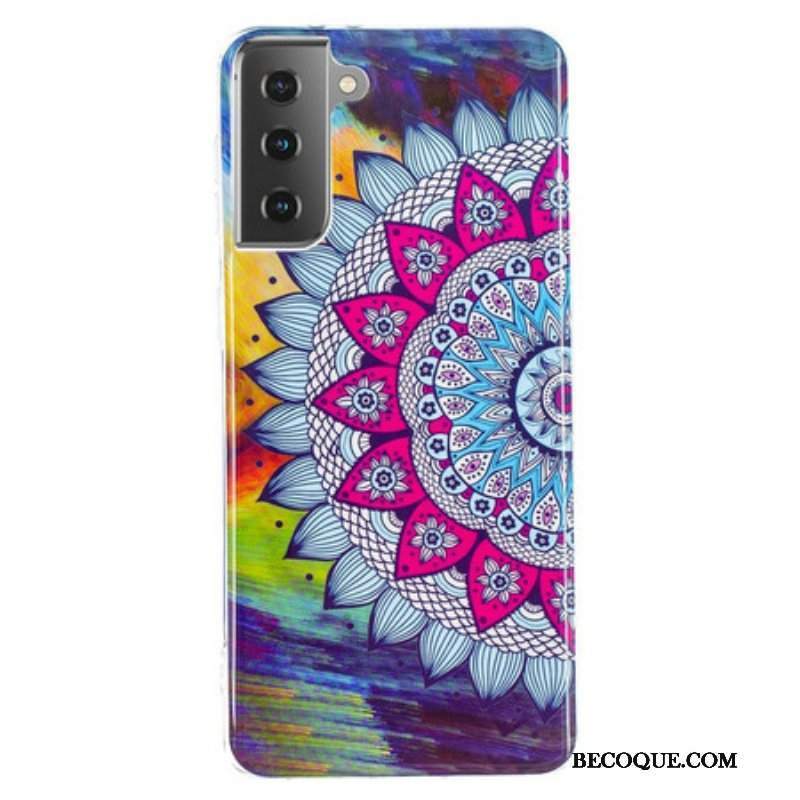 Etui do Samsung Galaxy S21 5G Fluorescencyjna Kolorowa Mandala