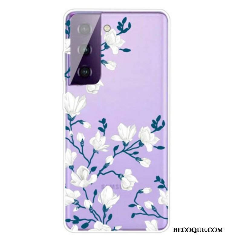 Etui do Samsung Galaxy S21 FE Białe Kwiaty