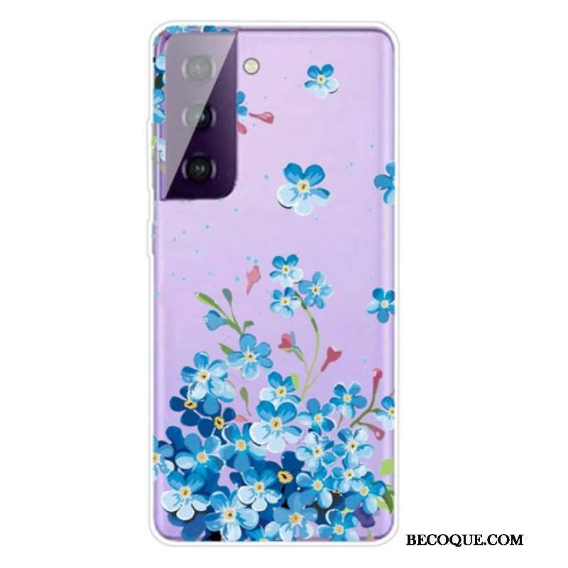 Etui do Samsung Galaxy S21 FE Niebieskie Kwiaty