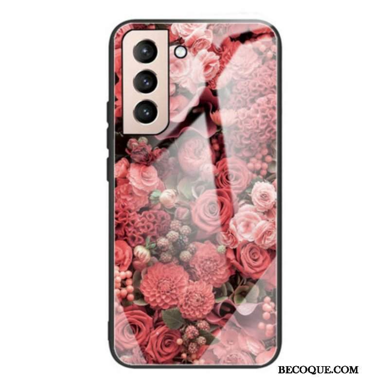 Etui do Samsung Galaxy S21 FE Szkło Hartowane W Kwiaty Róży