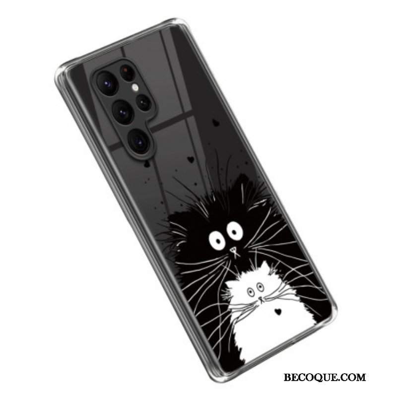 Etui do Samsung Galaxy S23 Ultra 5G Czarny Kot Biały Kot