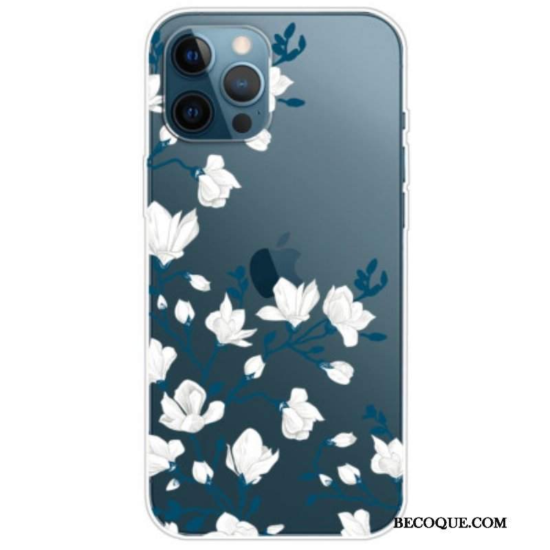 Etui do iPhone 14 Pro Bezszwowi Biali Kwiaty