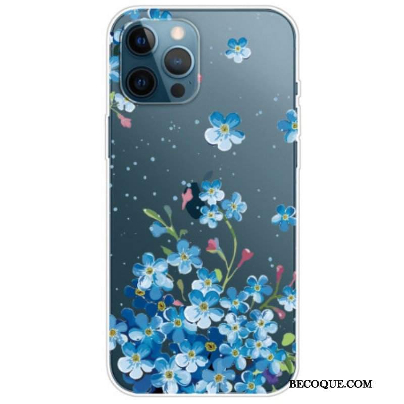 Etui do iPhone 14 Pro Bezszwowi Błękitni Kwiaty