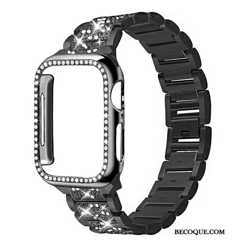 Futerał Apple Watch Series 3 Kryształkami Dobrze Czarny, Etui Apple Watch Series 3