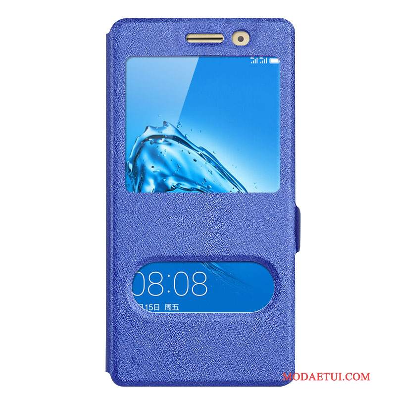 Futerał Huawei G9 Plus Pokrowce Na Telefon Otwórz Okno, Etui Huawei G9 Plus Skóra Niebieski