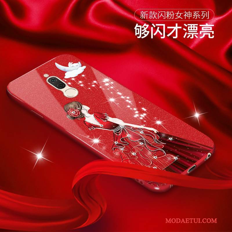 Futerał Huawei Mate 10 Lite Miękki Czerwony Świecące, Etui Huawei Mate 10 Lite Torby Na Telefon Proszek