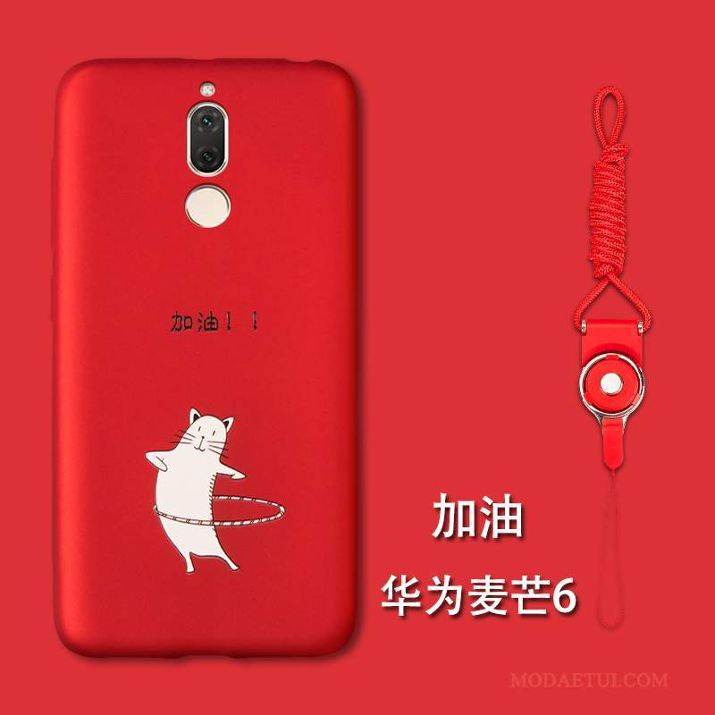 Futerał Huawei Mate 10 Lite Miękki Nubuku Tendencja, Etui Huawei Mate 10 Lite Ochraniacz Osobowość Czerwony