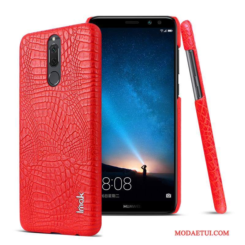 Futerał Huawei Mate 10 Lite Skóra Czerwony Wzór Krokodyla, Etui Huawei Mate 10 Lite Ochraniacz Na Telefon