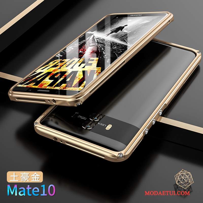 Futerał Huawei Mate 10 Metal Złoto Granica, Etui Huawei Mate 10 Ochraniacz Na Telefon Tylna Pokrywa