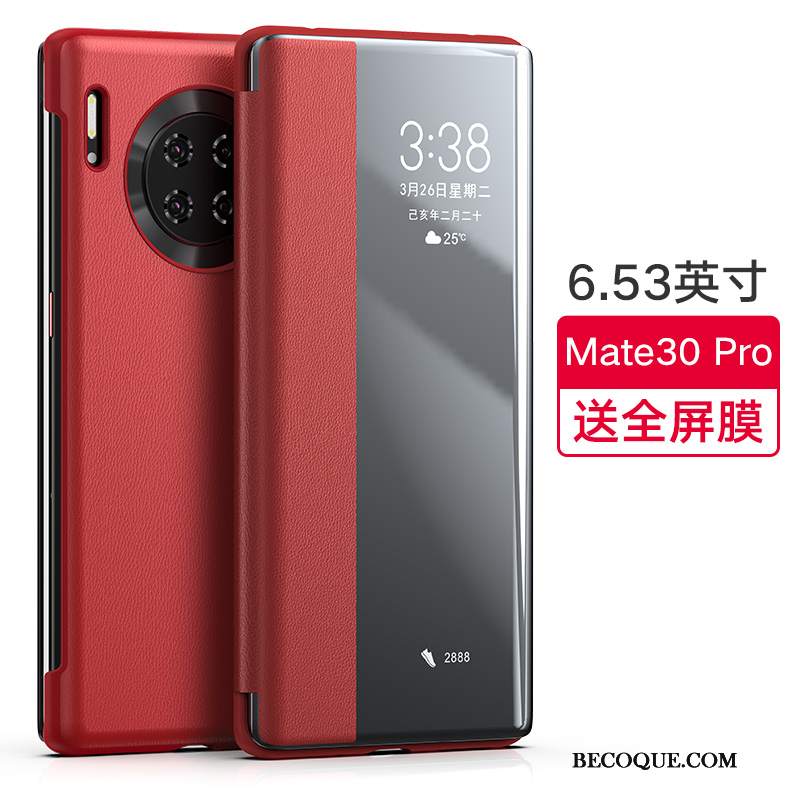 Futerał Huawei Mate 30 Pro Skóra Czerwony Cienkie, Etui Huawei Mate 30 Pro Torby Na Telefon Anti-fall