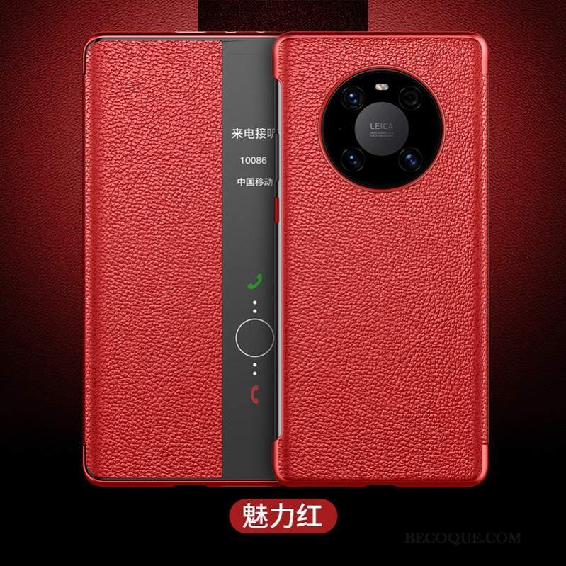 Futerał Huawei Mate 40 Pokrowce Anti-fall Windows, Etui Huawei Mate 40 Ochraniacz Biznes Czerwony