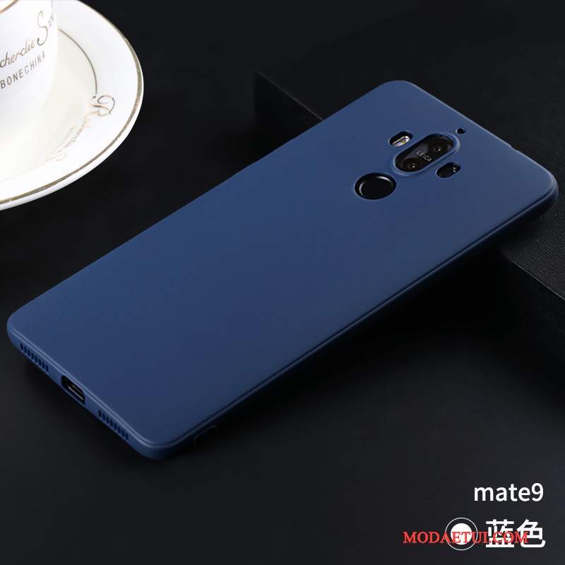 Futerał Huawei Mate 9 Silikonowe Nubuku Niebieski, Etui Huawei Mate 9 Miękki Czarnyna Telefon