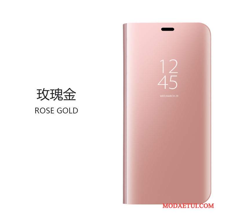 Futerał Huawei Mate 9 Skóra Lustro Spoczynek, Etui Huawei Mate 9 Pokrowce Różowe Złotona Telefon