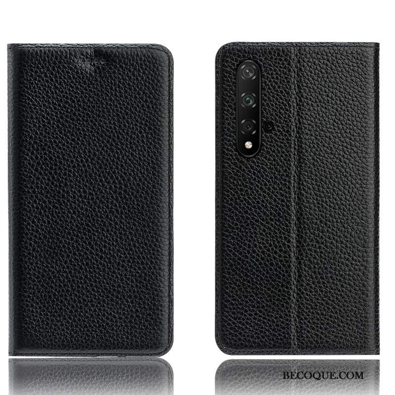 Futerał Huawei Nova 5t Skóra Wzór Czarny, Etui Huawei Nova 5t Torby Anti-fallna Telefon