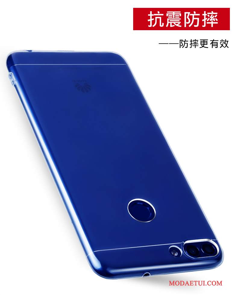 Futerał Huawei P Smart Silikonowe Na Telefon Niebieski, Etui Huawei P Smart Ochraniacz Anti-fall Przezroczysty