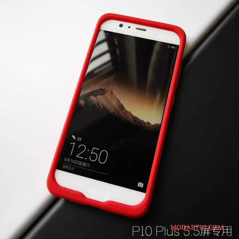 Futerał Huawei P10 Plus Ochraniacz Wzór Czerwony, Etui Huawei P10 Plus Skóra Płótnona Telefon