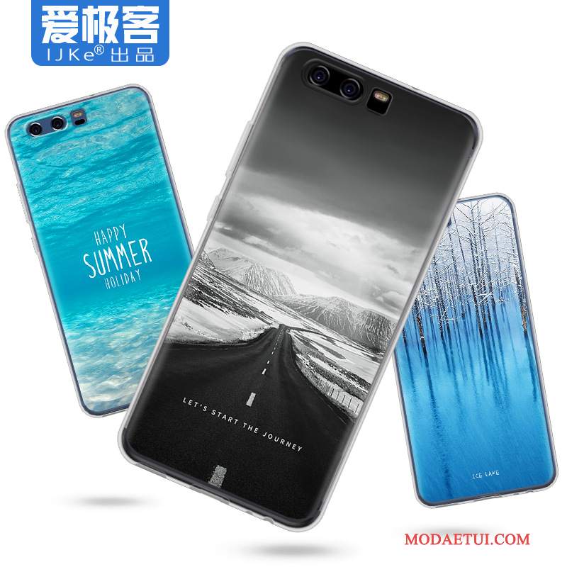 Futerał Huawei P10 Plus Silikonowe Anti-fall Przezroczysty, Etui Huawei P10 Plus Ochraniacz Niebieskina Telefon
