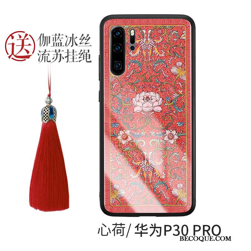Futerał Huawei P30 Pro Torby Czerwony Osobowość, Etui Huawei P30 Pro Kreatywne Szkło Chiński Styl