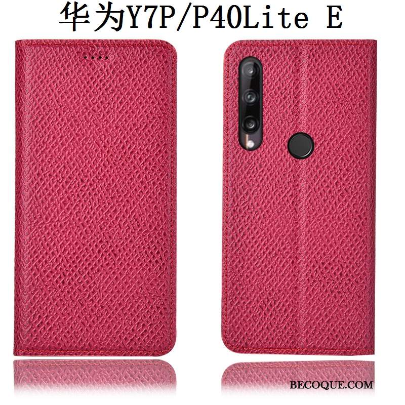 Futerał Huawei P40 Lite E Skóra Czerwonyna Telefon, Etui Huawei P40 Lite E Ochraniacz Siatkowe Wzór