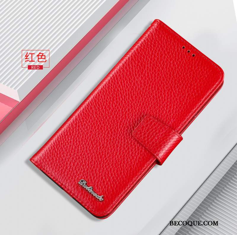 Futerał Huawei P40 Lite Skóra Karta Czerwony, Etui Huawei P40 Lite Portfel Nowyna Telefon