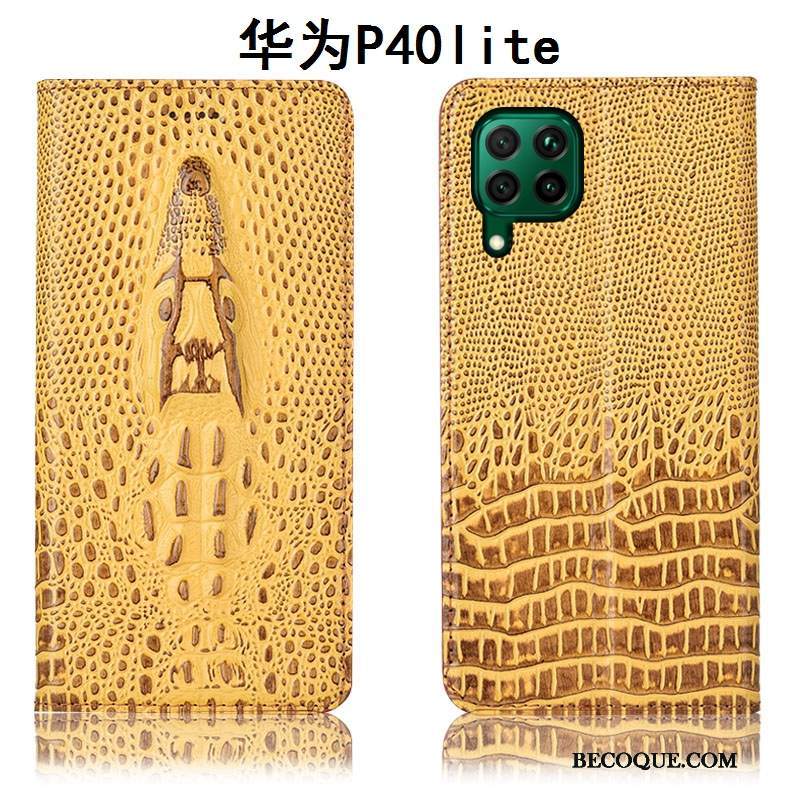 Futerał Huawei P40 Lite Skóra Żółtyna Telefon, Etui Huawei P40 Lite Ochraniacz