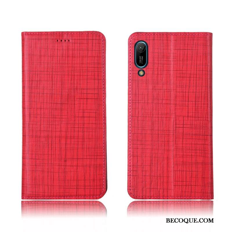 Futerał Huawei Y6 2019 Skóra Na Telefon Nowy, Etui Huawei Y6 2019 Miękki Anti-fall Czerwony