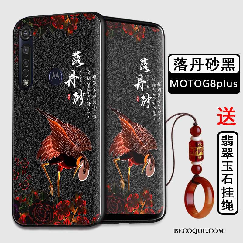 Futerał Moto G8 Plus Miękki Anti-fall Czarny, Etui Moto G8 Plus Torby Chiński Stylna Telefon