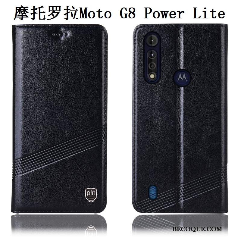 Futerał Moto G8 Power Lite Ochraniacz Anti-fall Wzór, Etui Moto G8 Power Lite Skóra Czarnyna Telefon