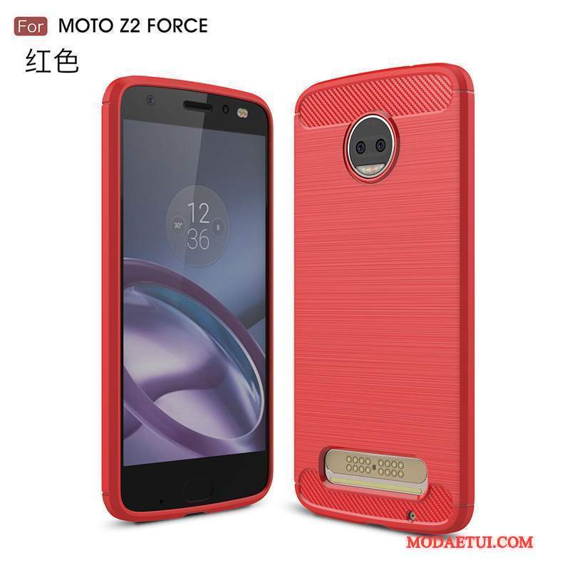 Futerał Moto Z2 Force Edition Silikonowe Na Telefon Czerwony, Etui Moto Z2 Force Edition Miękki Anti-fall Dla