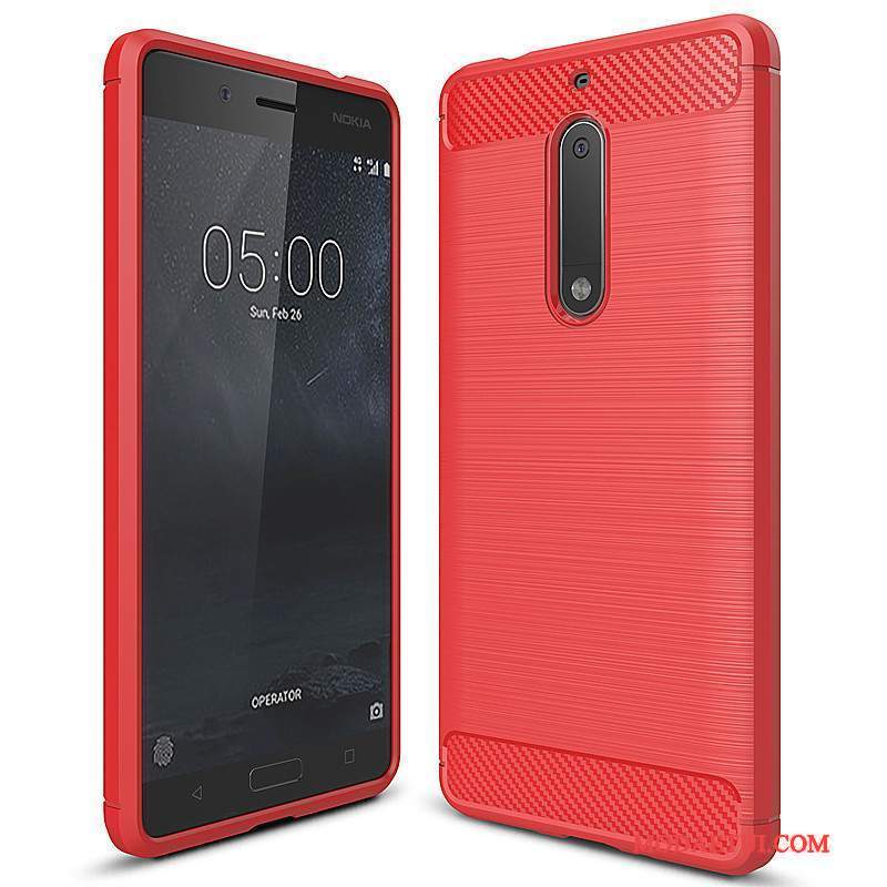 Futerał Nokia 5 Torby Czerwony Włókno, Etui Nokia 5 Miękki Na Telefon
